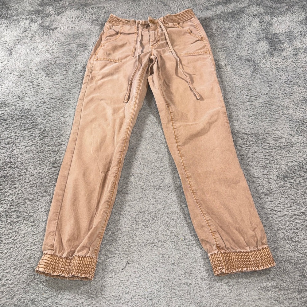 American Eagle Women Smocked Waist Jogger Pants Size 6 Tan Cotton Lyocell Blend
